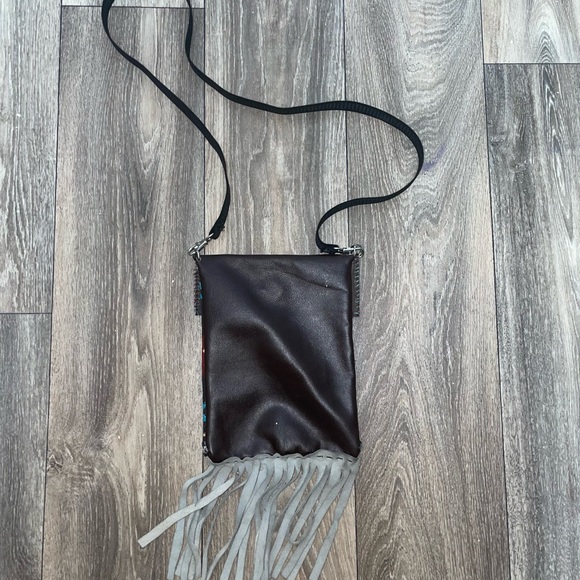 HANDMADE GENUINE LEATHER TRIBAL SATCHEL WITH FRINGE - Picture 3 of 4